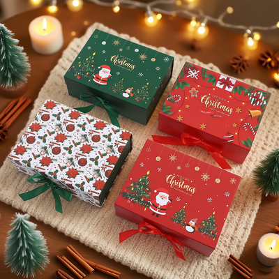 Kleine bedrijven uniek lint voor sokken Custom luxe karton kerstcadeau doos met magnetische sluiting UV laminaat