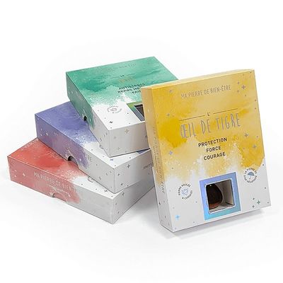 Custom stijve cadeaubon voor kristalglas accessoire holografisch effect en venster op deksel
