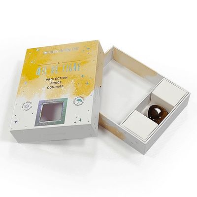 Custom stijve cadeaubon voor kristalglas accessoire holografisch effect en venster op deksel