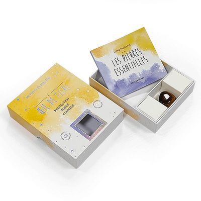 Custom stijve cadeaubon voor kristalglas accessoire holografisch effect en venster op deksel