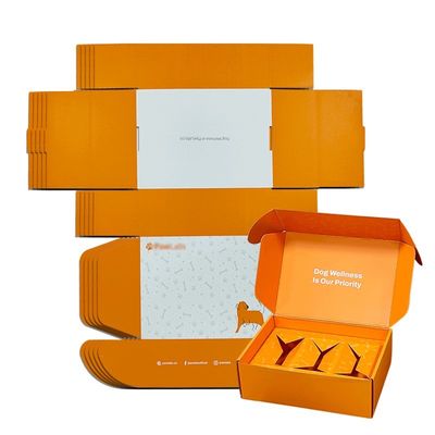 Oranje Huisdiervoedsel Paper Mailer Box Verpakking Eco Friendly Dog Box Type Folders