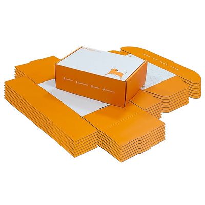 Oranje Huisdiervoedsel Paper Mailer Box Verpakking Eco Friendly Dog Box Type Folders