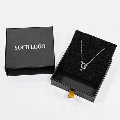 Custom Logo Foam Insert Rigid Drawer Sieraden Doos voor Ring Halsketting Armband 9x9x3cm