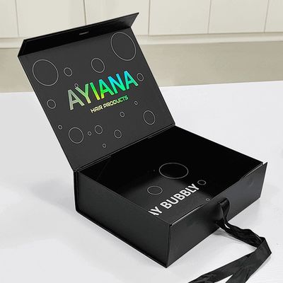 Rectangle Luxe Zwarte Magnetische Geschenkdoos Met Karton Liner Custom Printing Logo