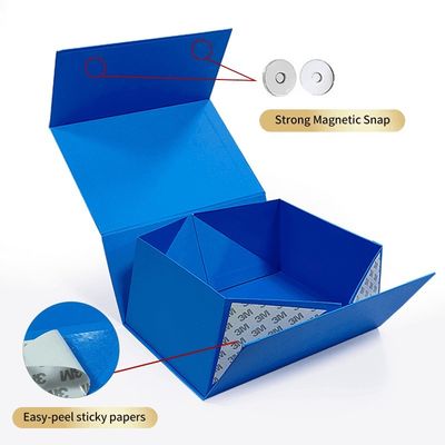 Blauwe luxe kartonnen opvouwbare doos Magnetische verpakkingsdoos voor kleding