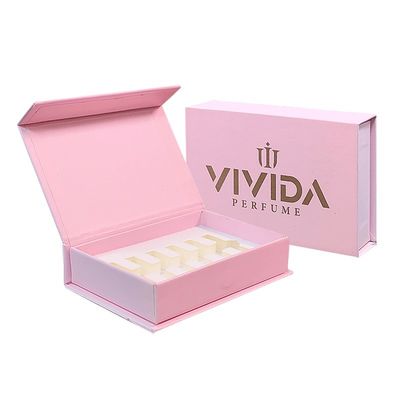 Custom Pink and Gold Logo Vial Parfum Glasfles Verpakkingsdoos voor Mini Parfums