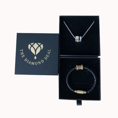 Custom logo gedrukt zwart karton juwelen cadeaubon voor armbanden oorbellen en halskettingen