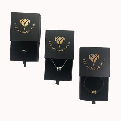 Custom logo gedrukt zwart karton juwelen cadeaubon voor armbanden oorbellen en halskettingen