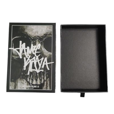 Custom Logo Skull Bone Drawer Doos Glijdend Zwart 4x6 Print Postkaart Verpakking Geschenkdoos