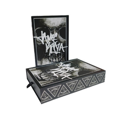 Custom Logo Skull Bone Drawer Doos Glijdend Zwart 4x6 Print Postkaart Verpakking Geschenkdoos