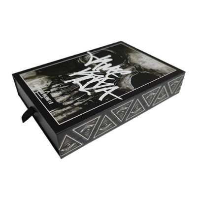 Custom Logo Skull Bone Drawer Doos Glijdend Zwart 4x6 Print Postkaart Verpakking Geschenkdoos
