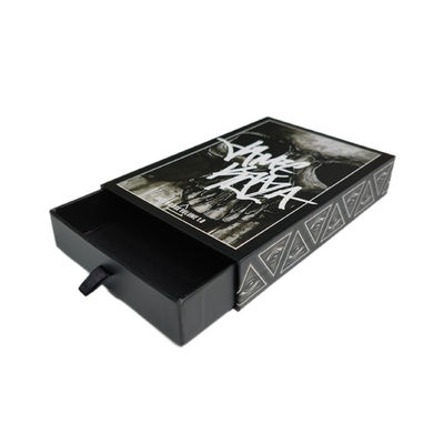 Custom Logo Skull Bone Drawer Doos Glijdend Zwart 4x6 Print Postkaart Verpakking Geschenkdoos