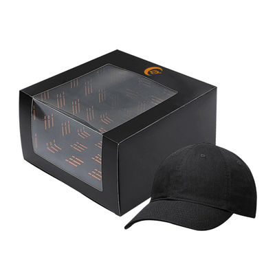 Custom Paper Hoed Verpakking Baseball Cap Venster Gift Box Met Duidelijke PVC Venster voor Baseball Cap