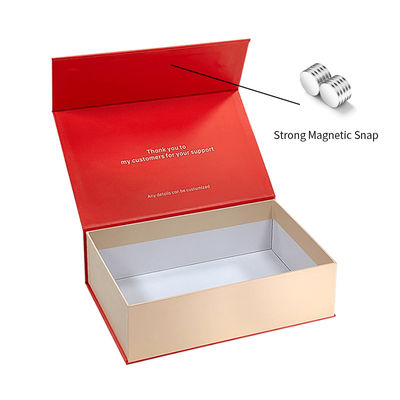 Custom Luxury Red Magnetic Clamshell Kerstthema Geschenkdoos Biodegradeerbaar Rigid Magnetic Closure Box Verpakking Met Handle