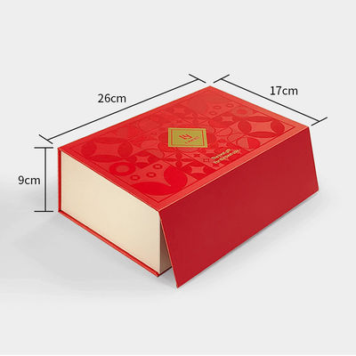 Custom Luxury Red Magnetic Clamshell Kerstthema Geschenkdoos Biodegradeerbaar Rigid Magnetic Closure Box Verpakking Met Handle