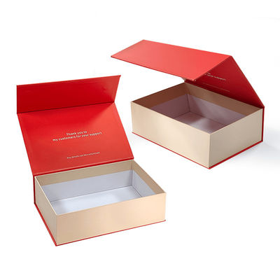 Custom Luxury Red Magnetic Clamshell Kerstthema Geschenkdoos Biodegradeerbaar Rigid Magnetic Closure Box Verpakking Met Handle
