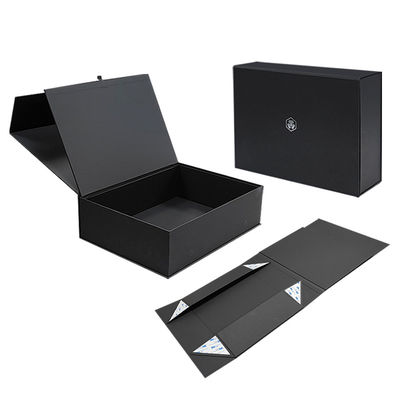 Gepersonaliseerd logoontwerp Zwart Rigid Flat Cardboard Magnetische vouwdozen Regalo Voor cosmetica Geschenkverpakking