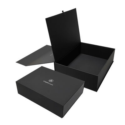 Gepersonaliseerd logoontwerp Zwart Rigid Flat Cardboard Magnetische vouwdozen Regalo Voor cosmetica Geschenkverpakking