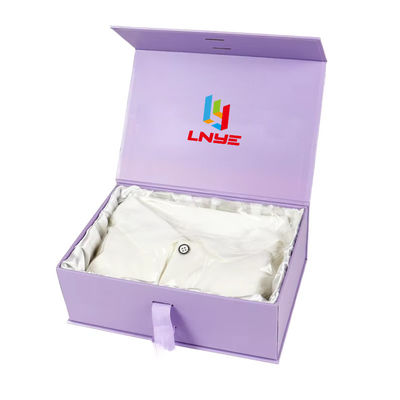 Custom High End Zwarte Magnetische Doos Kleding Karton Geschenk Pakket Doos Mensenhaar Verpakkingsdoos Met Satin Zijde