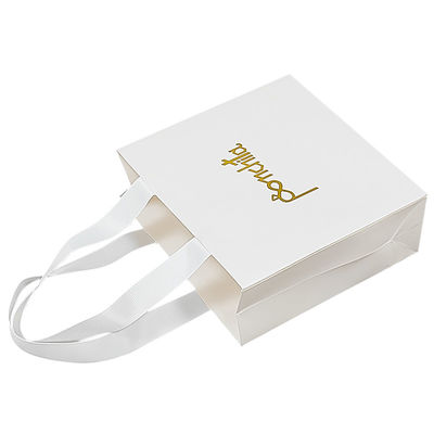 Custom wit zwart papier gewone papieren zakken voor jurken Winkelen met uw eigen logo afgedrukt