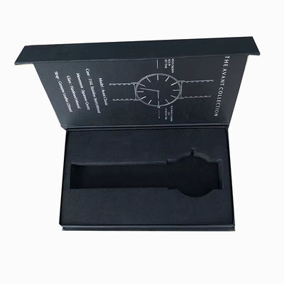 Custom logo Luxe Zwart Karton Smart Watch Magnetische cadeau verpakkingsdoos Eenvoudig horloge met schuim bekleding