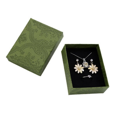 Gepersonaliseerd donkergroen karton karton verpakkingsdoos voor sieraden halsketting armband ringen lade cadeau met gedrukt logo
