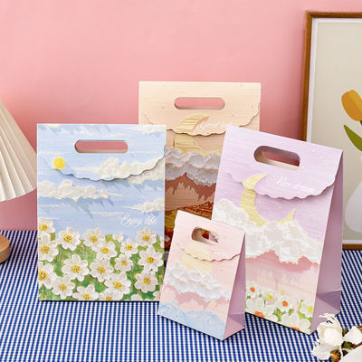 Aangepaste Kraft kunst cadeau papieren verpakking tas Gepersonaliseerde Roze Kleine verpakking Handvat