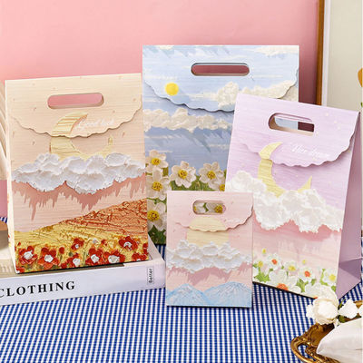 Aangepaste Kraft kunst cadeau papieren verpakking tas Gepersonaliseerde Roze Kleine verpakking Handvat