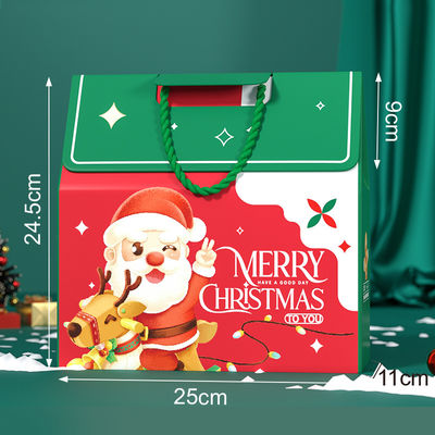 Custom luxe kerstcadeau doos verpakking met handvat 157g kunstpapier 1000g karton