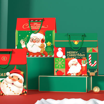Custom luxe kerstcadeau doos verpakking met handvat 157g kunstpapier 1000g karton