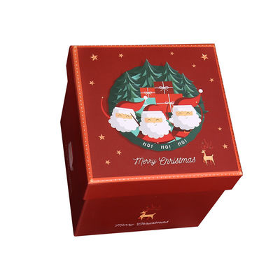 Luxe Kerststijl Milieuvriendelijke Geschenkverpakking Karton Rode Deksel Kerstlint Geschenkdoos Set