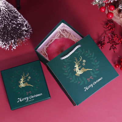 Luxe Kerststijl Milieuvriendelijke Geschenkverpakking Karton Rode Deksel Kerstlint Geschenkdoos Set