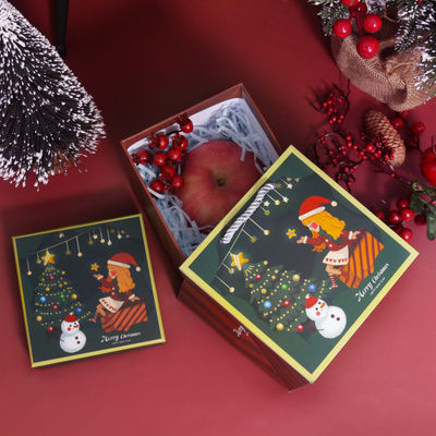 Luxe Kerststijl Milieuvriendelijke Geschenkverpakking Karton Rode Deksel Kerstlint Geschenkdoos Set