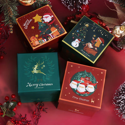 Luxe Kerststijl Milieuvriendelijke Geschenkverpakking Karton Rode Deksel Kerstlint Geschenkdoos Set