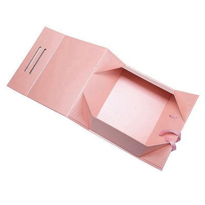 Luxe roze gedrukte magnetische geschenkdozen lint handvat Custom logo Rigiede kartonnen verpakking voor kleding