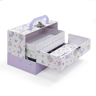 Eco-vriendelijke Custom Kids Toy Gift Box Luxe Rigid Cardboard Koffer met metalen handvat
