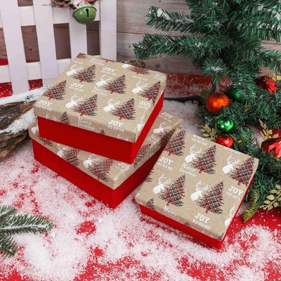 Kerstcadeau doos met lint Custom Printed Polyester Kerstcadeau dozen voor Xmas Groothandel Feestelijke verpakking