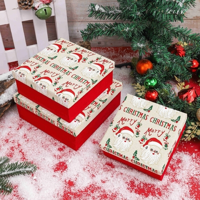Kerstcadeau doos met lint Custom Printed Polyester Kerstcadeau dozen voor Xmas Groothandel Feestelijke verpakking