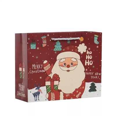 Kersttassen van Kraftpapier met bedrukking in aangepaste formaten, luxe cadeauzakken met lint