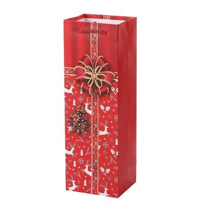 Gepersonaliseerde papieren zakken gedrukt met je eigen logo Kerst papieren cadeautassen voor wijnverpakking