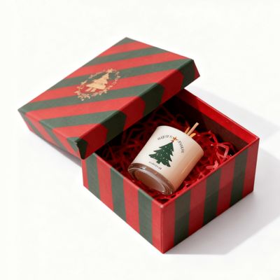 Fabriek Groothandel Custom kleurrijke karton Kerstpapier doos Deksel en basis kaars dozen met stempel