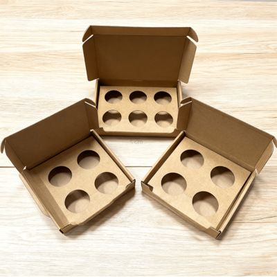 Aangepaste 6-Pack Kraft Golfkartonnen Geschenkverpakking Doos Voor 2 Oz Geurkaars Tin Goudfolie & Matte Laminering Drukwerk Afwerking
