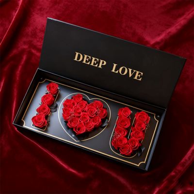 Aangepaste Populaire IK HOU VAN U Bloemen Geschenkdozen Milieuvriendelijke Gerecyclede Magnetische Papieren Doos Verpakking Voor Rozenbloem Geschenkdoos