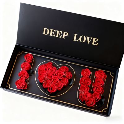 Aangepaste Populaire IK HOU VAN U Bloemen Geschenkdozen Milieuvriendelijke Gerecyclede Magnetische Papieren Doos Verpakking Voor Rozenbloem Geschenkdoos