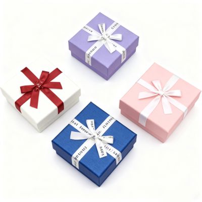 Aangepaste Sieradenverpakking Engelse Strik Hemel Aarde Vierkante Doos Elegante Kartonnen Cover Voor Oorbellen Ringen Dozen