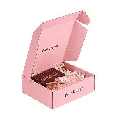 Groothandel Op Maat Gepersonaliseerde Bedrukte Roze Golfkartonnen Verpakkingsdozen Postverpakking Verzenddoos