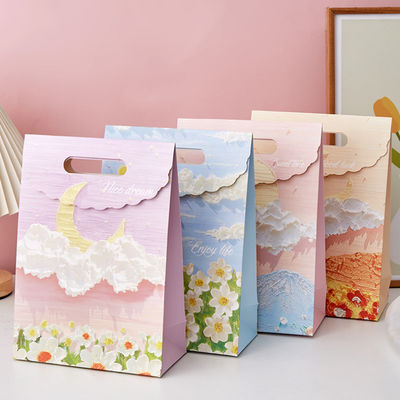 Aangepaste Kraft kunst cadeau papieren verpakking tas Gepersonaliseerde Roze Kleine verpakking Handvat