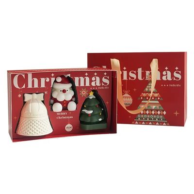 Custom Logo Luxe Rood Papier Kerstdoos met Handvat voor Gift Packaging Voedsel Juwelen Apotheek Branded Design